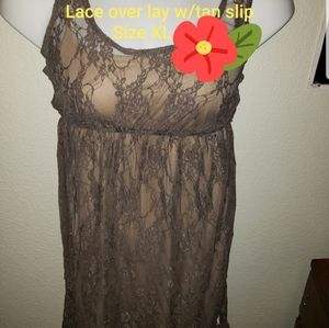 Tan With Lace overlay